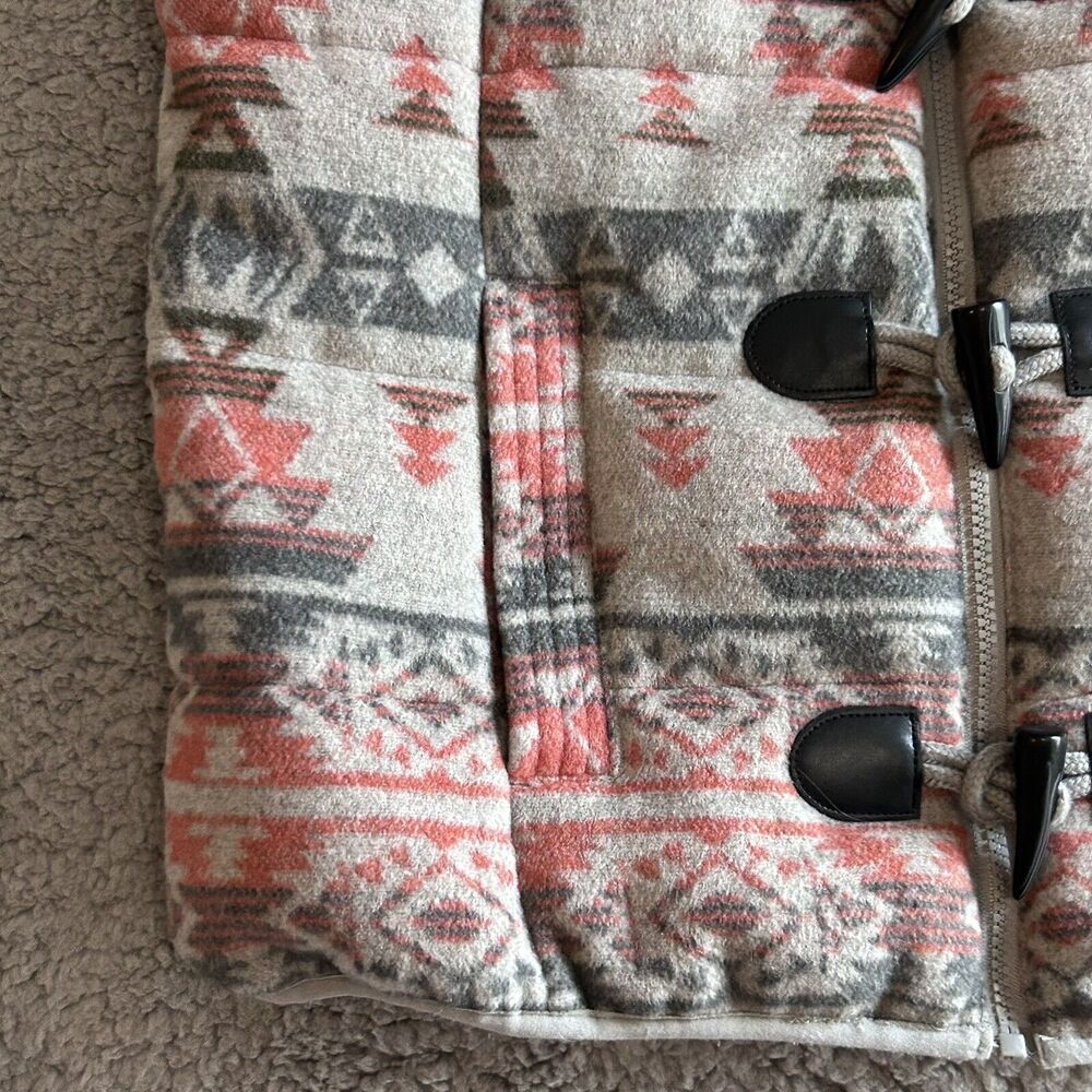Ruff Hewn Women's Size M Warm Thick Gray+Pink Southwestern Print Puffer Vest - Picture 12 of 16